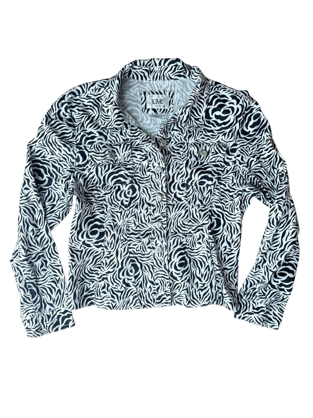 Live A Little Vintage Y2K Zebra Floral Print Shacket Jacket Womens Large L